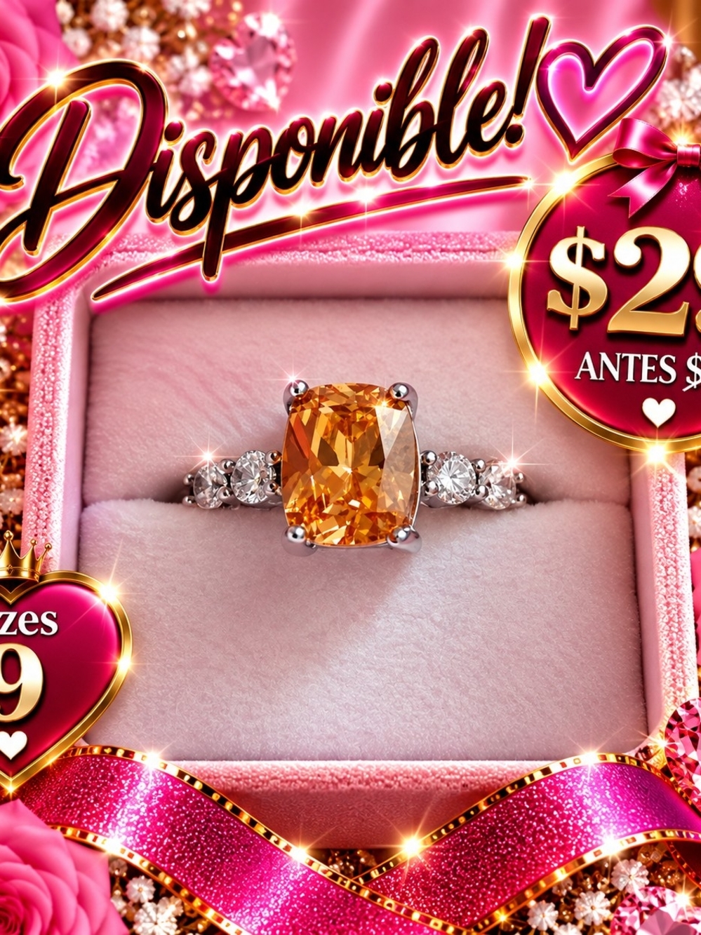 Sterling Silver Orange Citrine Three-Stone Ring